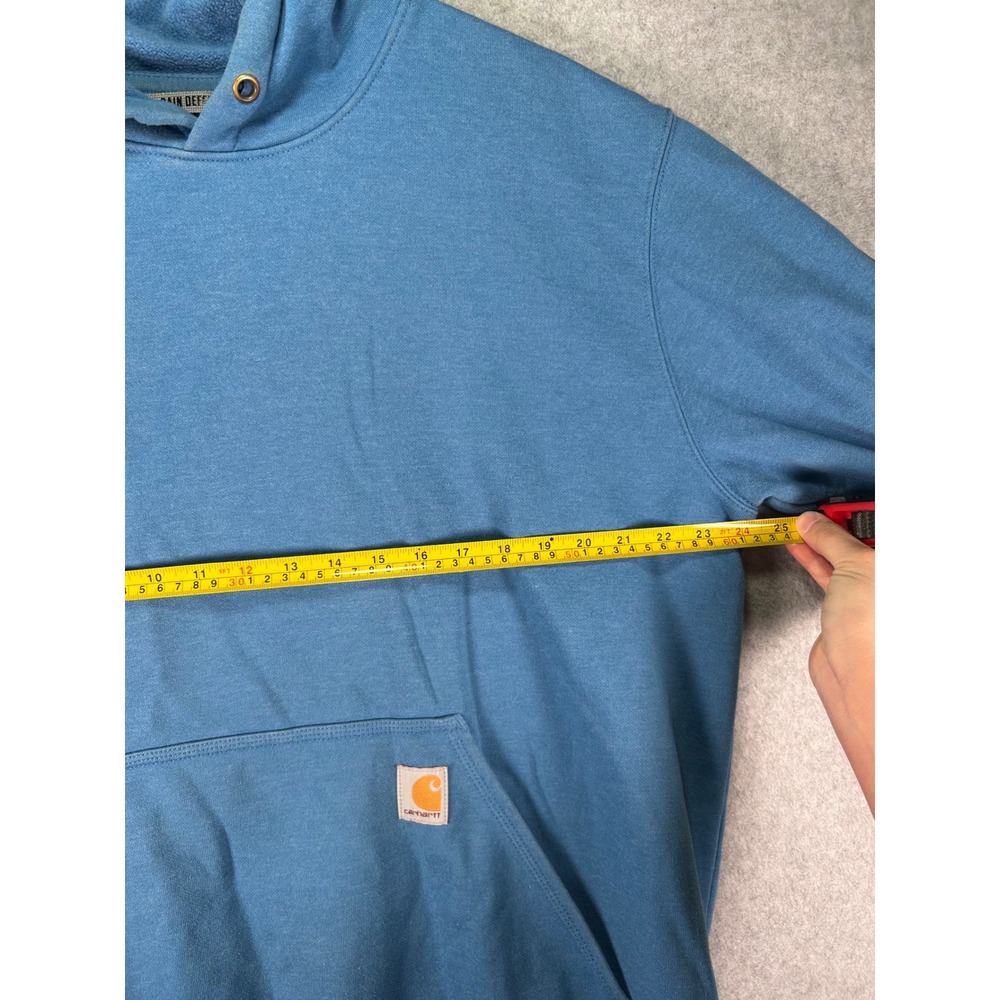Carhartt Rain Defender Hoodie Men L Loose Fit Blue Sleeve Logo Sweatshirt 107030 - Picture 5 of 10